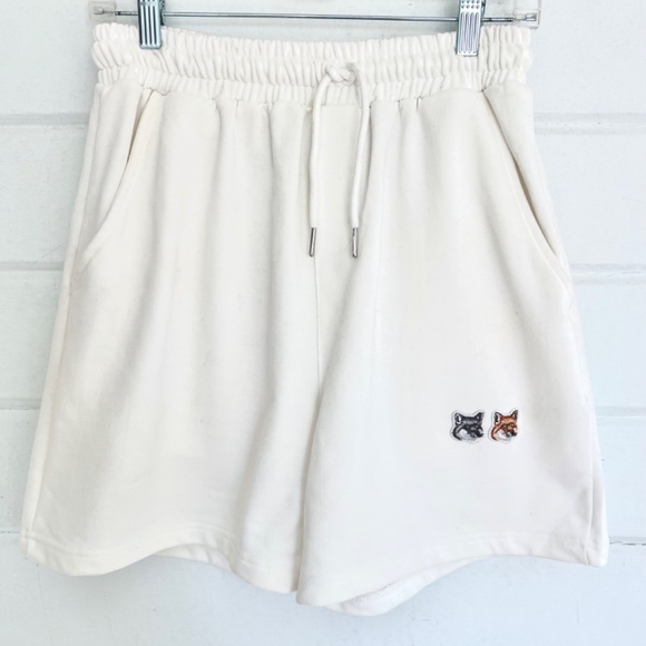 MAISON KITSUNE Pants - MAISON KITSUNE Cotton Fleece Shorts with Double Fox Head - M